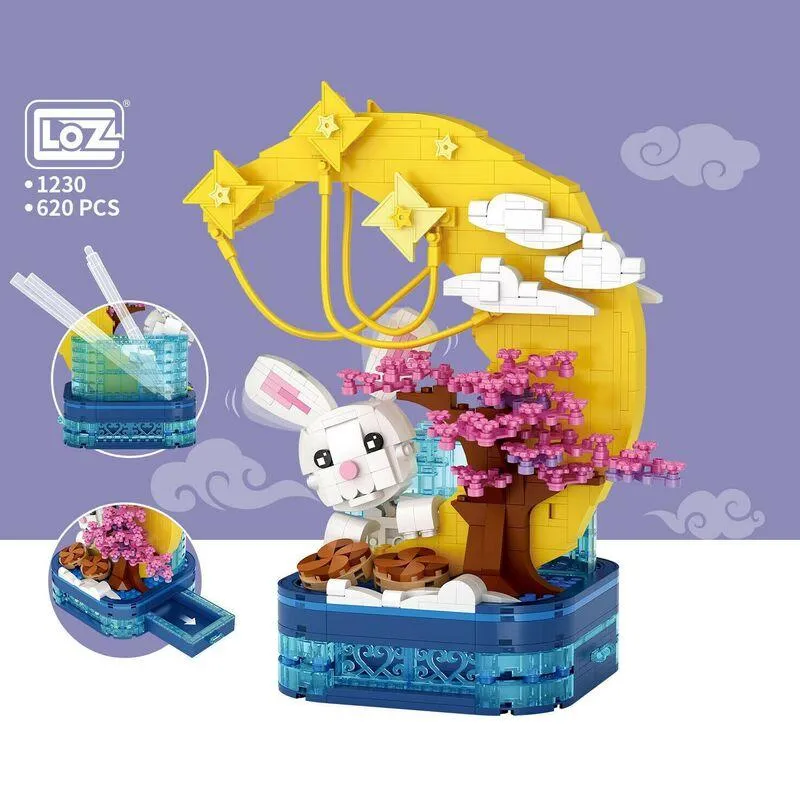 Mid-Autumn Festival Moon Rabbit Pen Holder | LOZ Mini Block Building Bricks Set Fairy Tale for Ages 10 